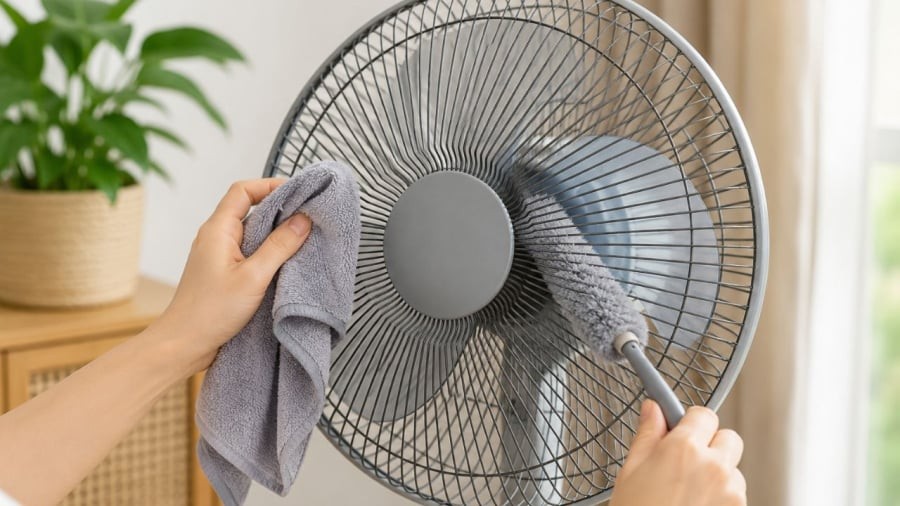 Không cần tháo khung vẫn có thể làm sạch quạt