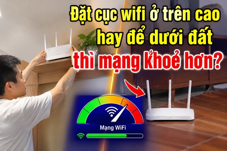 Nhiều gia đình thường đặt cục WiFi ở bất cứ vị trí nào thuận tiện, chẳng hạn trên sàn nhà, dưới gầm bàn, trong tủ hoặc ngay cạnh ổ điện. 