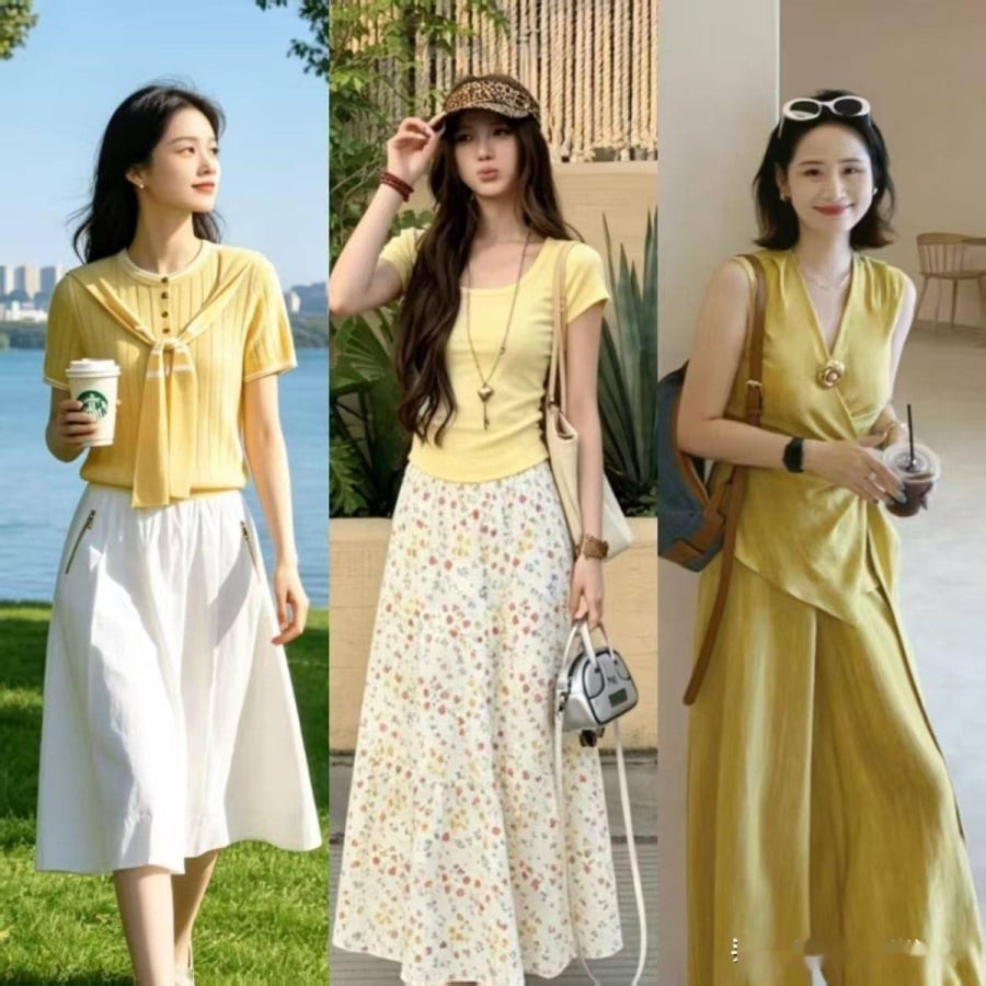  Khi áo và chân váy hoặc quần có cùng tông màu, tổng thể sẽ trở nên hài hòa và mang đến cảm giác chỉn chu.