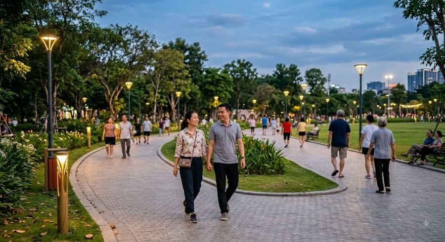 Đi bộ nhẹ nhàng 10 phút sau bữa tối là cách đơn giản để tăng thêm vận động vào cuối ngày.