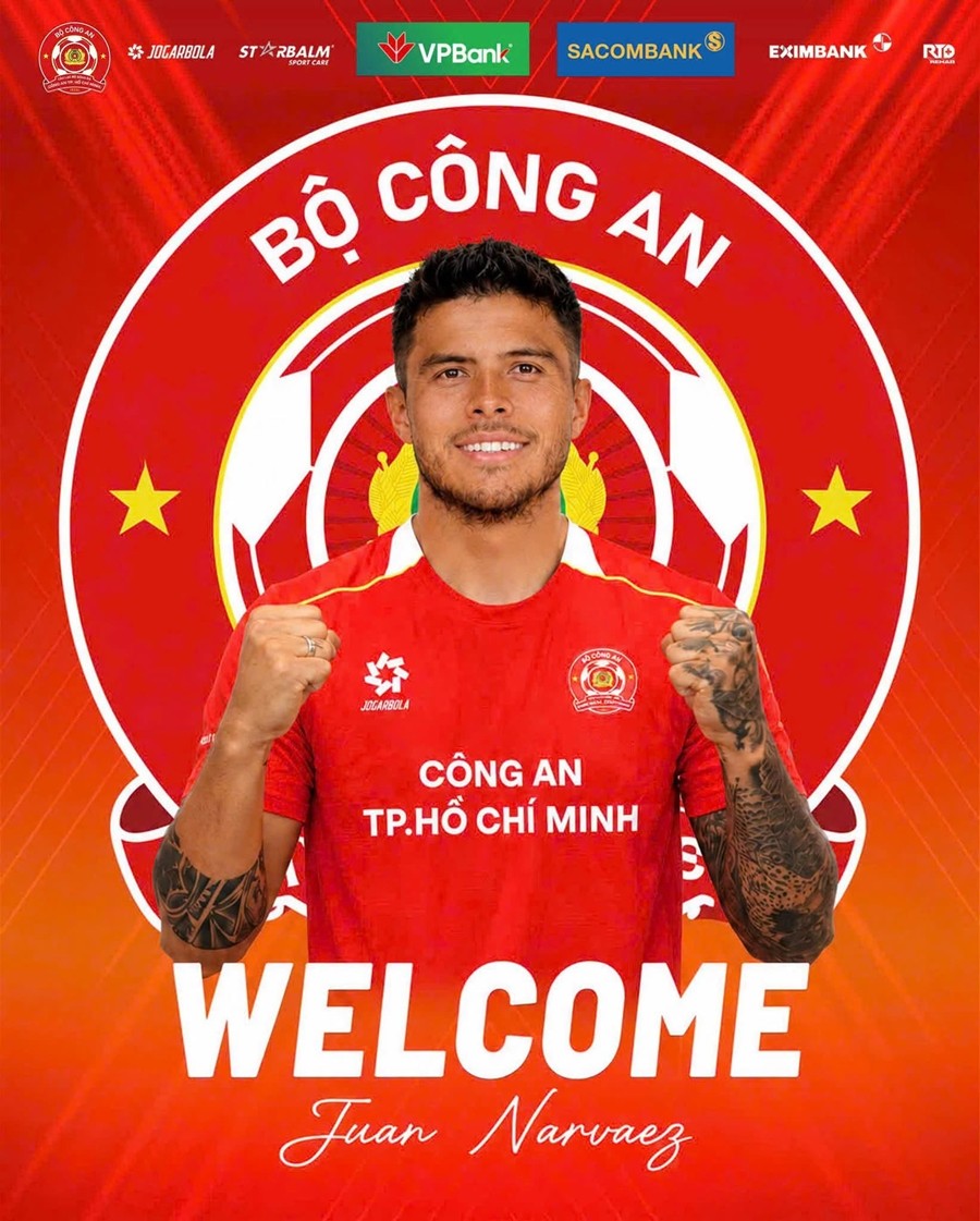 CA TP.HCM công bố bản hợp đồng Juanjo Narvaez. Ảnh: Câu Lạc Bộ Bóng Đá Công An TP. Hồ Chí Minh.