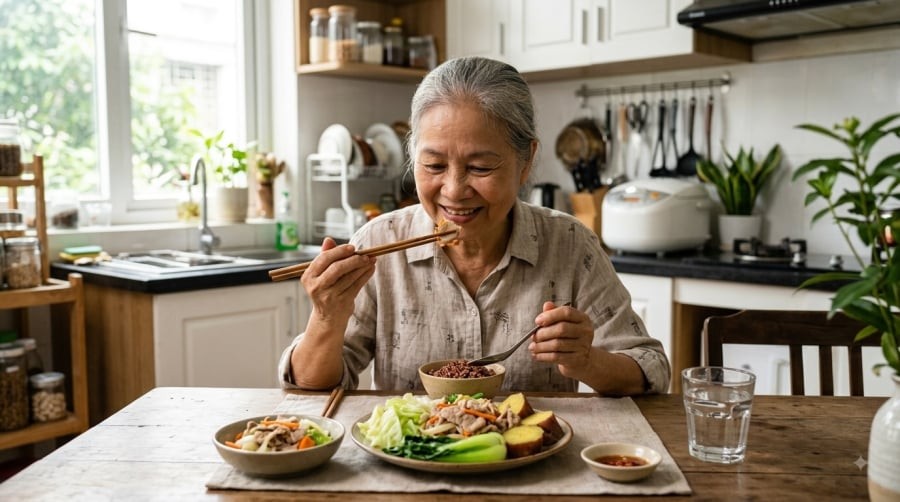 Thịt lợn nạc có thể được đưa vào chế độ ăn của người lớn tuổi nếu lựa chọn phần ít mỡ và chế biến phù hợp.