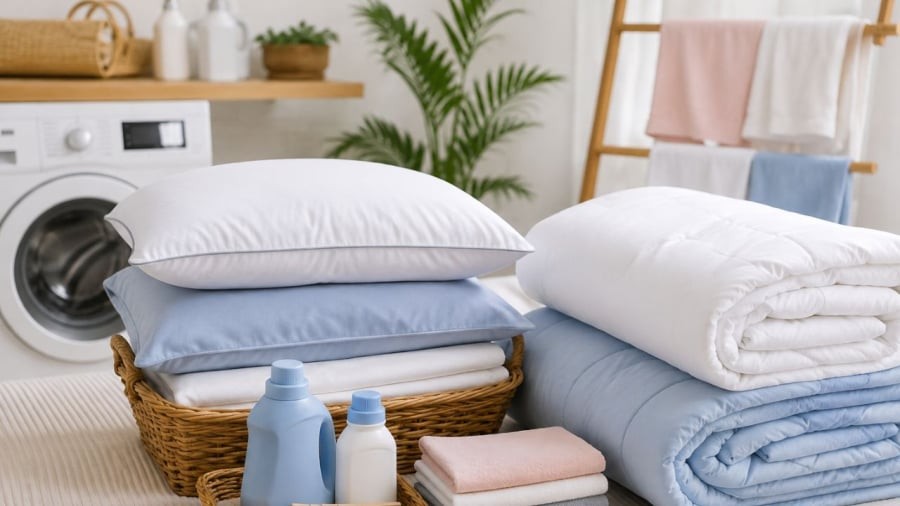 Giặt chăn ga gối đừng đợi nhìn thấy vết bẩn mới giặt