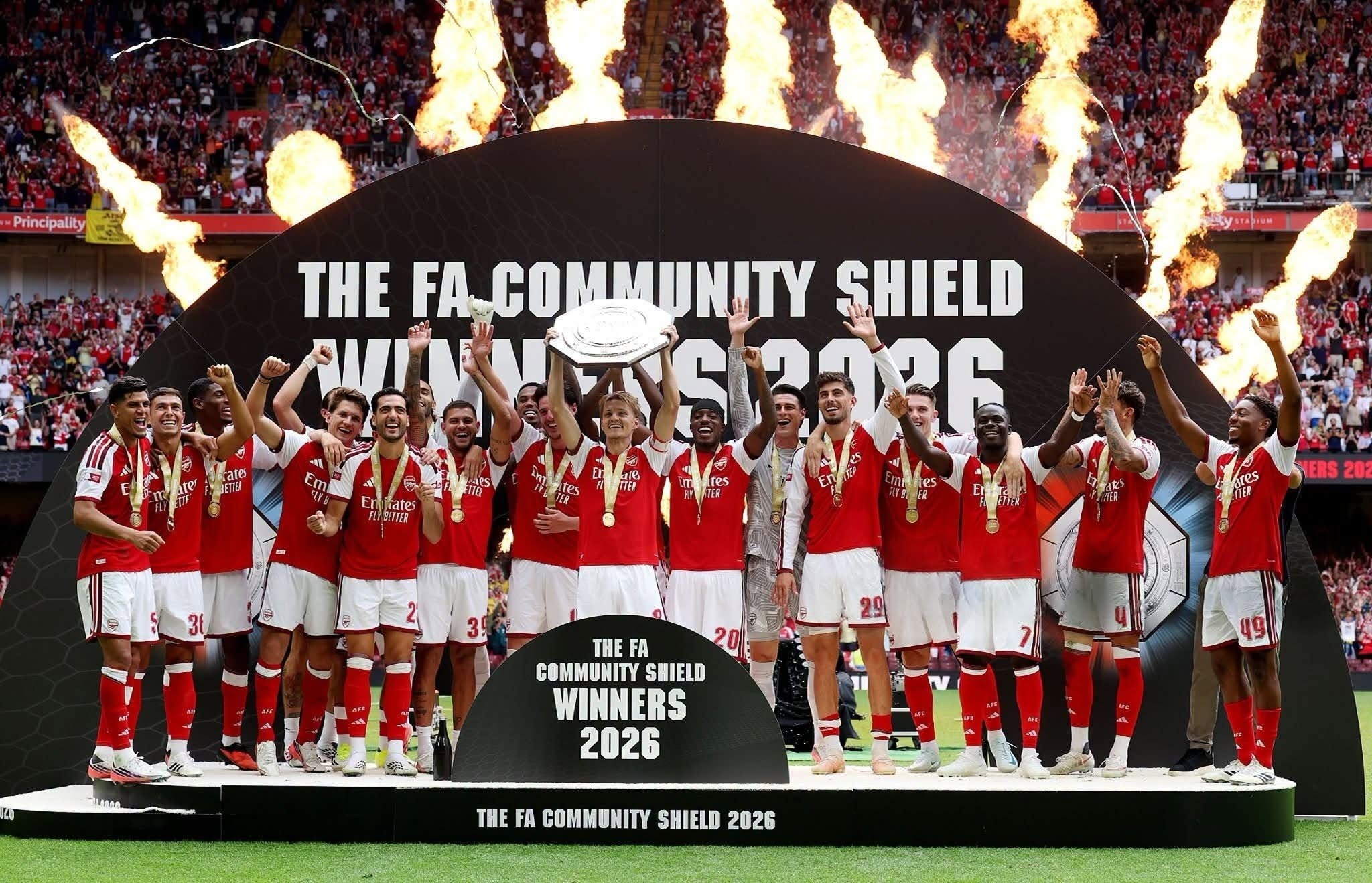 Arsenal chính thức giành Siêu cúp Anh sau khi đánh bại Manchester City. Ảnh: Getty Images