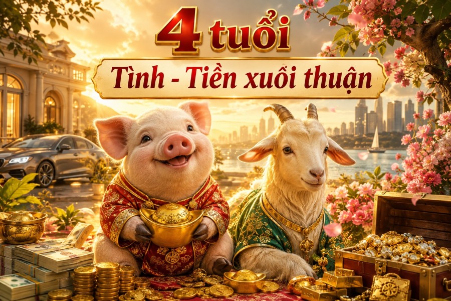 Tình - Tiền xuôi thuận, 4 tuổi: Hợi - Mùi - Mão - Ngọ tháng 7 Âm vẫn giàu