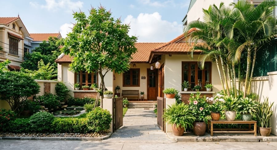 Sân nhỏ không cần trồng quá nhiều cây, chỉ cần chọn đúng loại và bố trí hợp lý là đủ tạo cảm giác xanh mát, đủ đầy.