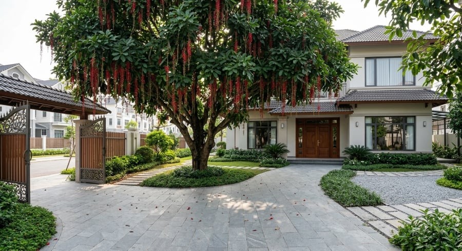 Trồng lộc vừng trước nhà nên chú ý vị trí, tránh để cây chắn cửa chính hoặc mọc quá sát công trình.