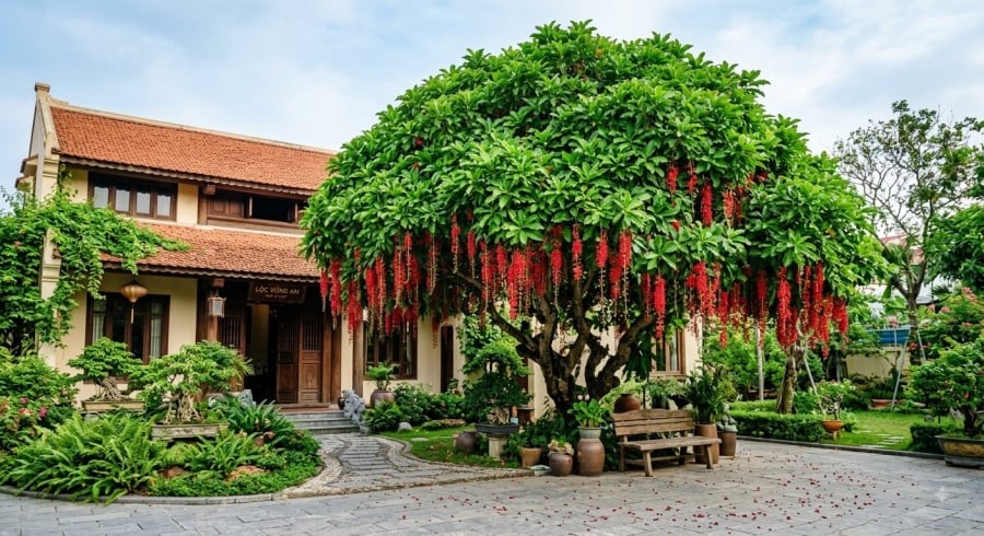 Lộc vừng có hoa đẹp, tán rộng, thường được nhiều gia đình lựa chọn trồng ở sân trước nhà.