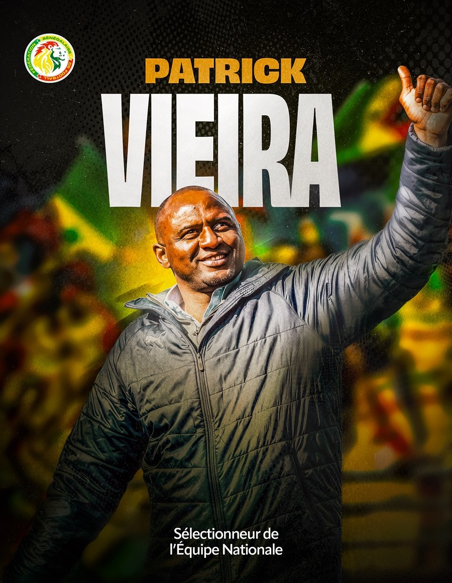 Patrick Vieira được bổ nhiệm làm huấn luyện viên trưởng ĐT Senegal. Ảnh: LĐBĐ Senegal.