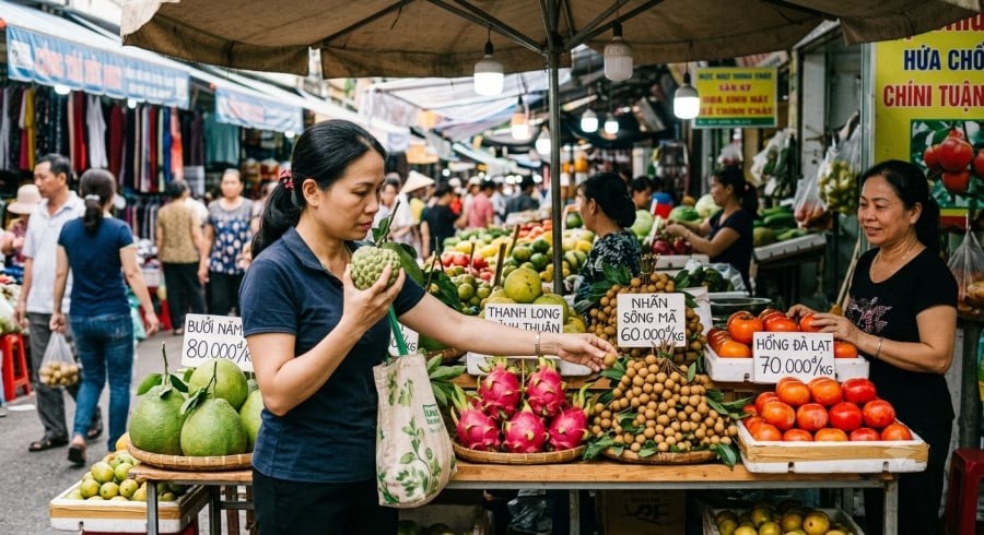 Chọn đúng độ chín và kiểm tra kỹ tình trạng bên ngoài giúp mua được trái cây tươi ngon, hạn chế quả nhanh hỏng.