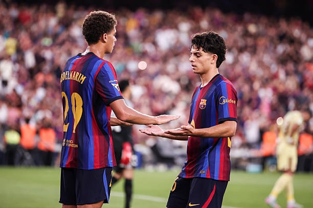 Hamza Abdelkarim mở đầu cho chiến thắng của Barca. Ảnh: Getty Images.