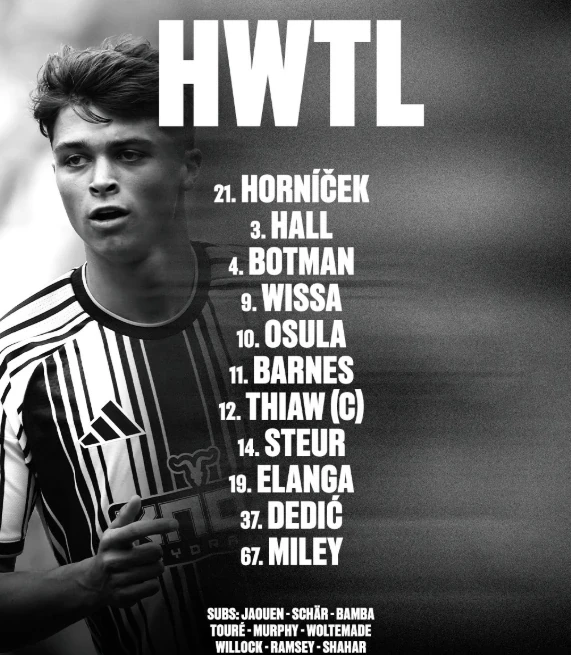 Đội hình ra sân của Newcastle. Ảnh: Tài khoản X của Newcastle.