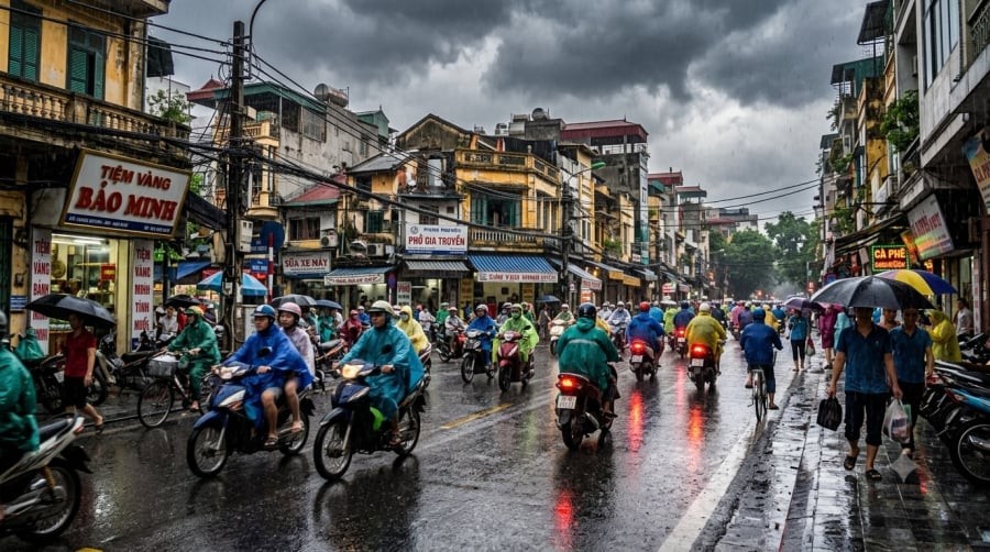 Hà Nội ngày 25/8 có lúc xuất hiện mưa rào và giông, nhiệt độ cao nhất 31-33 độ.