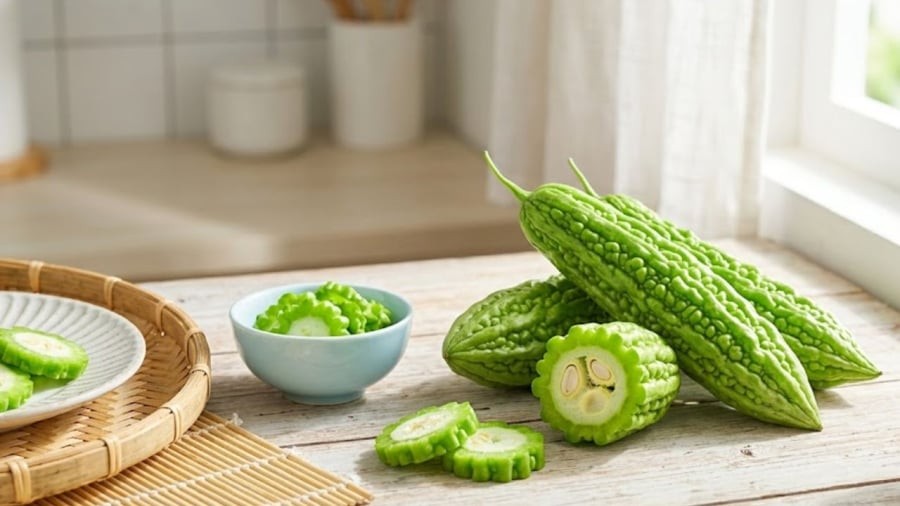 Bạn có thể quan sát màu sắc để chọn ra những quả mướp đắng có vị đắng nhẹ hơn.