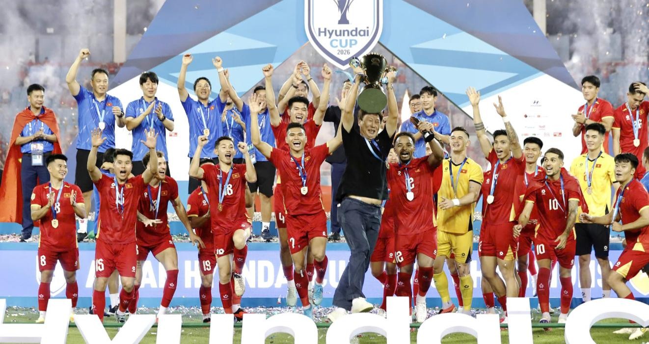 Thầy trò ông Kim Sang-sik cần cải thiện nhiều hơn sau chức vô địch ASEAN Cup 2026/ Ảnh: VFF