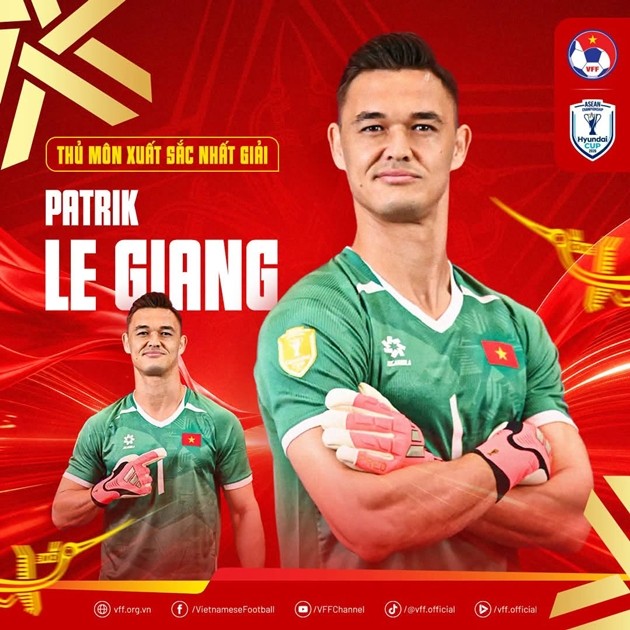 Patrik Lê Giang là thủ môn xuất sắc nhất giải đấu. Ảnh: VFF
