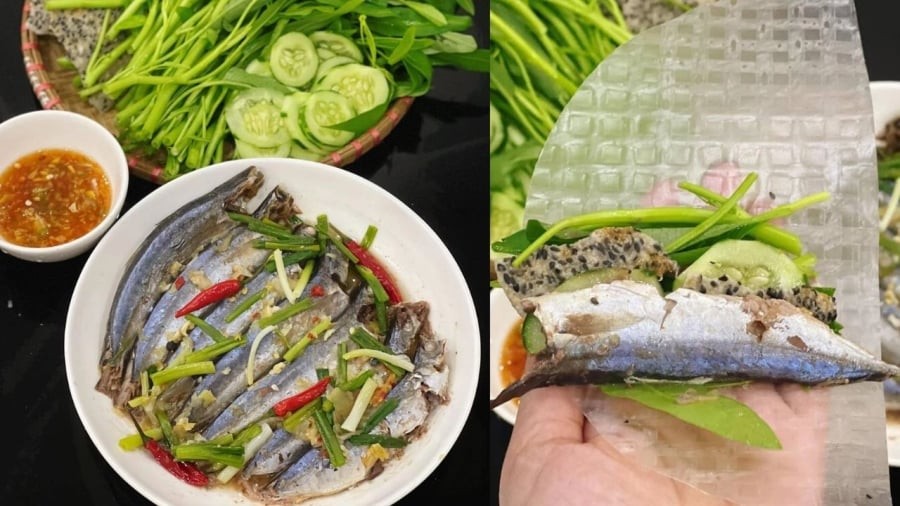 Cá nục hấp cuốn bánh tráng là món ăn dân dã, có hương vị hấp dẫn, được nhiều người yêu thích.
