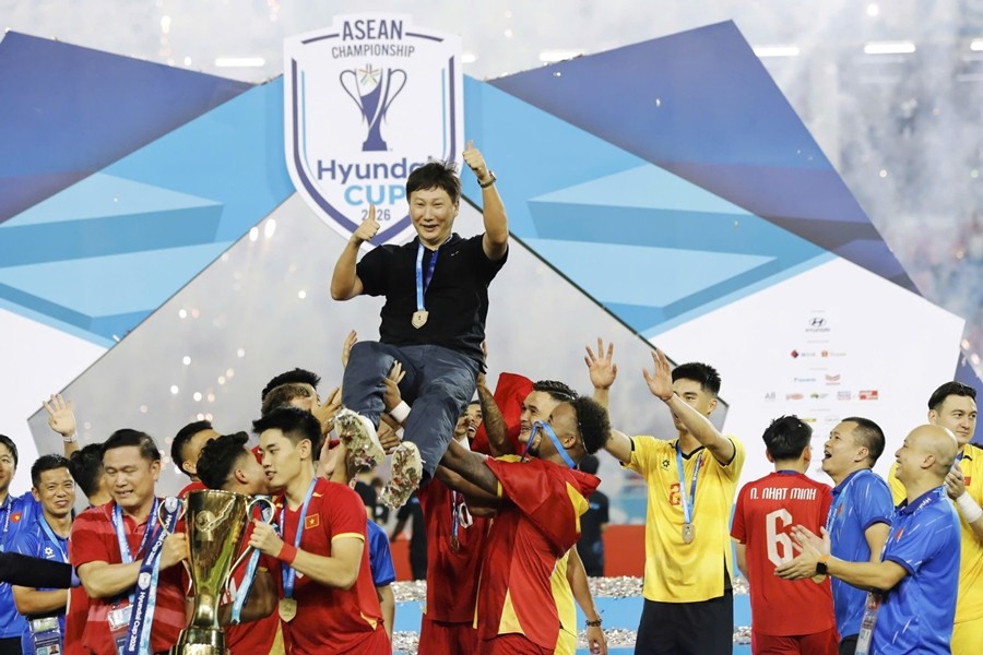 ĐT Việt Nam lên ngôi ASEAN Cup 2026 một cách thuyết phục. Ảnh: VFF.
