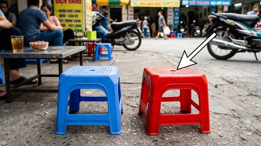 Lỗ tròn trên ghế nhựa giúp người dùng có thể lấy ghế ra dễ dàng hơn sau khi ghế được xếp chồng lên nhau.