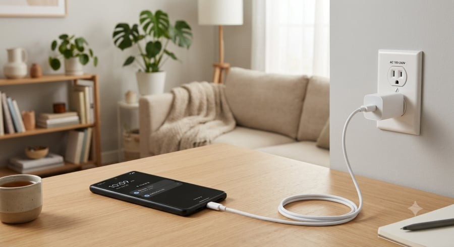 Đặt điện thoại trên bề mặt phẳng, thông thoáng khi sạc để hạn chế tình trạng tích nhiệt.