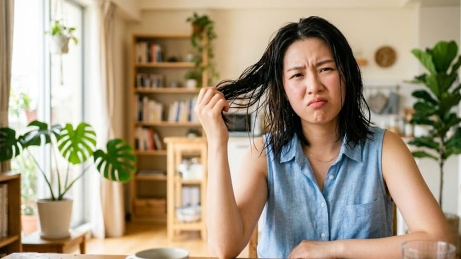 Gội đầu quá thường xuyên, gội không sạch có thể khiến da đầu tích tụ nhiều dầu, làm tóc nhanh bết.