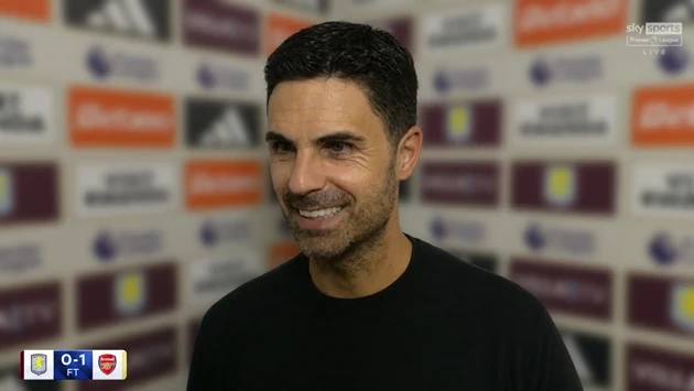 HLV Arteta hài lòng với chiến thắng của Arsenal trước Villa. Ảnh: Sky Sports