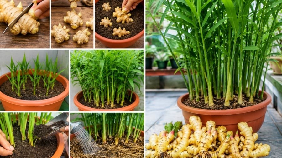 Trồng gừng trong chậu chỉ cần nhớ vài mẹo nhỏ là có thể có những củ gừng to khỏe