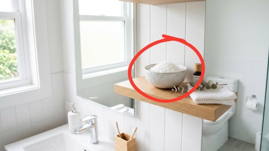 Đặt bát muối trong nhà vệ sinh góp phần hút ẩm, khử mùi. Ngoài ra, theo quan niệm dân gian, muối giúp xua đuổi xui xẻo.