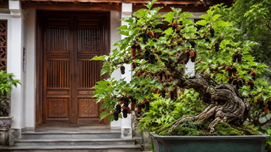 Nhiều người trồng dâu tằm thành cây dáng bonsai rất đẹp
