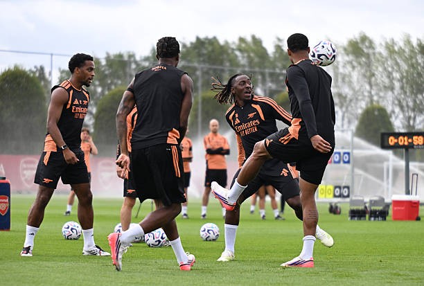 Arsenal nỗ lực tập luyện cho trận đại chiến với Chelsea. Ảnh của Stuart MacFarlane/Arsenal FC - Getty Images.
