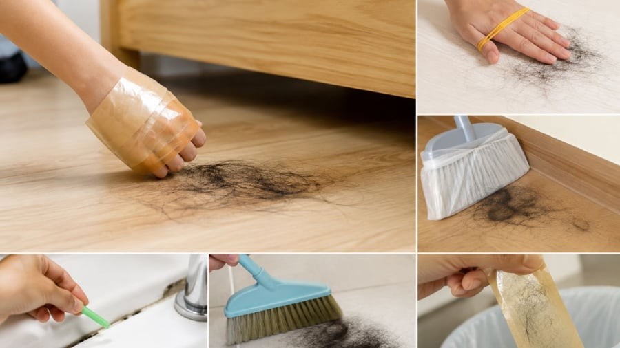 Cách gom tóc rụng trên sàn nhà nhanh chóng