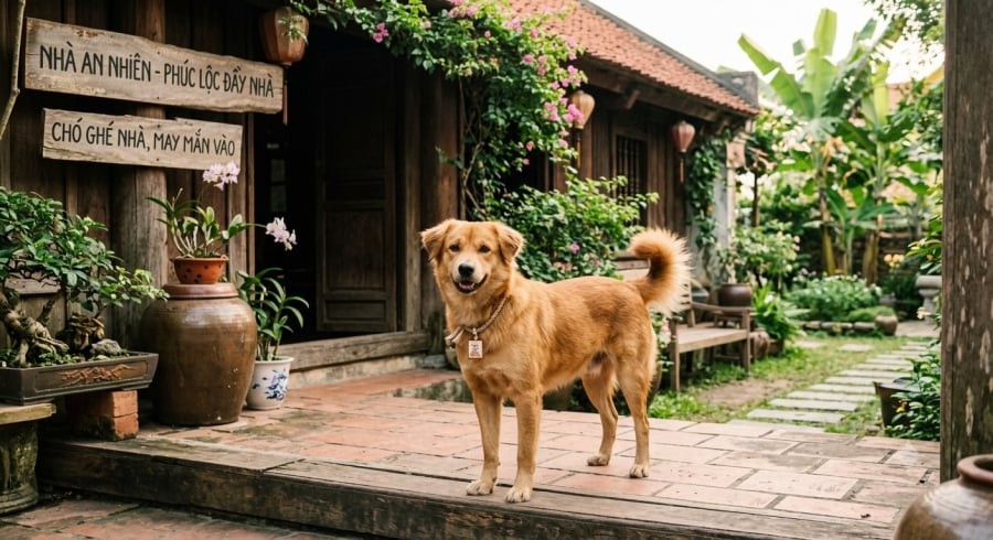 Chó ghé nhà được dân gian quan niệm là dấu hiệu của may mắn, bình an và tài lộc.
