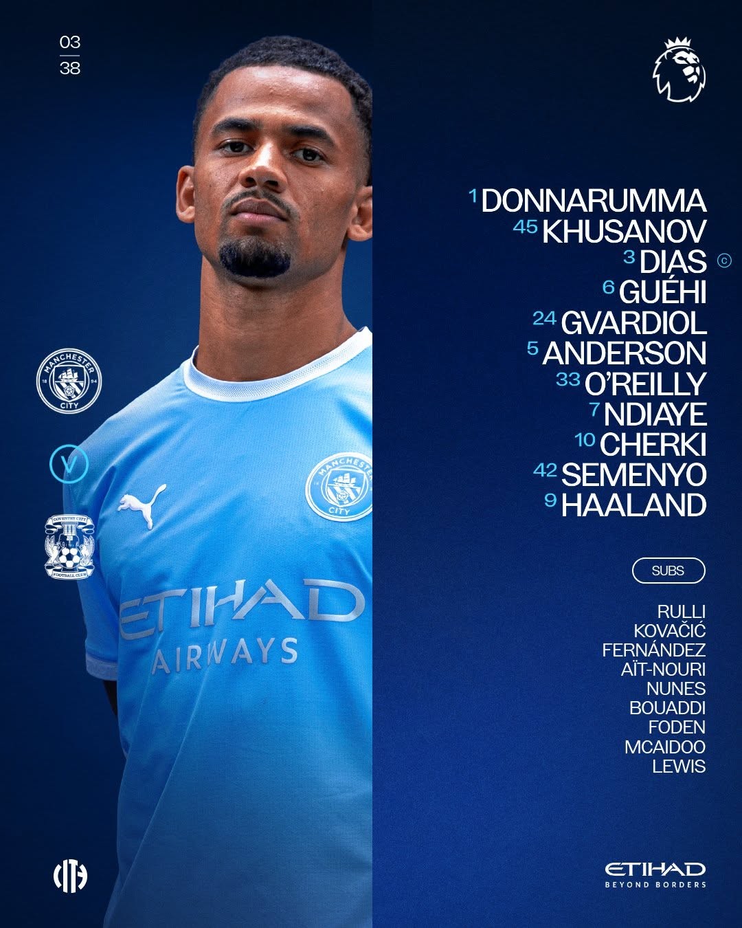 Đội hình ra sân của Man City. Ảnh: Trang chủ Man City.