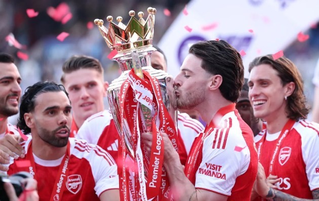 Rice quyết tâm cùng Arsenal bảo vệ ngai vàng Ngoại hạng Anh. Ảnh: Justin Setterfield/Getty Images.