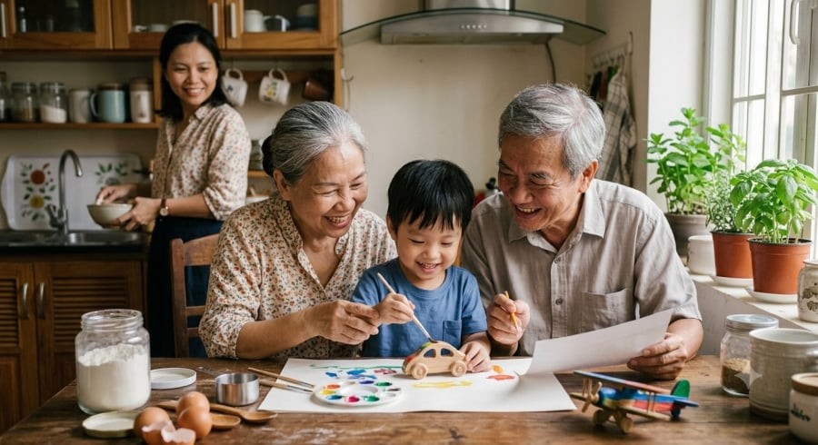 Ông bà có thể là người đồng hành quan trọng của trẻ, nhưng cách chăm sóc và mức độ khuyến khích trẻ tự làm cũng rất đáng lưu tâm.