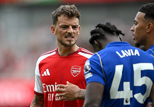 Ben White – 7.3/10 Hậu vệ phải của Arsenal hoàn thành tốt nhiệm vụ phòng ngự và có những pha dâng cao đột phá hiệu quả, góp phần duy trì sức ép lên hành lang cánh của Chelsea. Ảnh: Getty Images