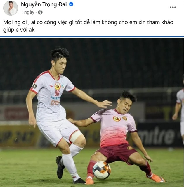 Nguyễn Trọng Đại công khai xin việc trên trang cá nhân. Ảnh: FBNV