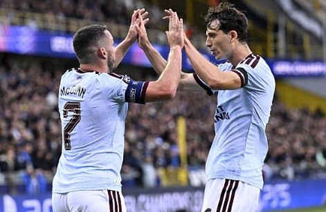 Aston Villa giành chiến thắng nghẹt thở trước Brugge. Ảnh: ANP via Getty Images.