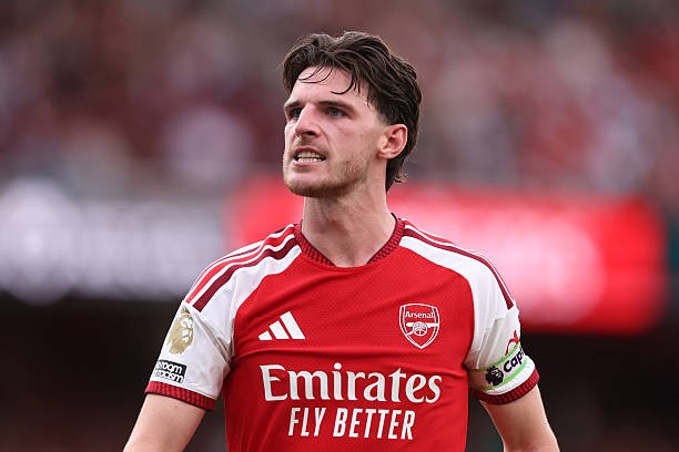 Declan Rice gây ấn tượng trong màu áo Arsenal. Ảnh: Catherine Ivill - AMA/Getty Images