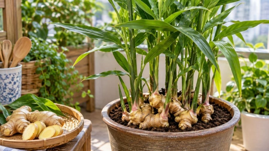 Trồng chậu gừng trong nhà có những lợi ích bất ngờ