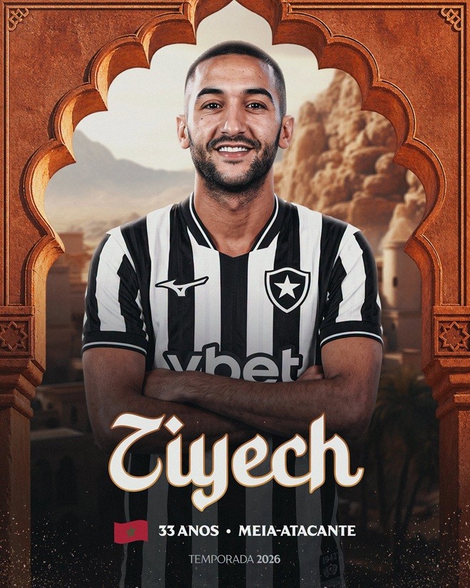  Ziyech đã cập bến Botafago. Ảnh: Botafago.