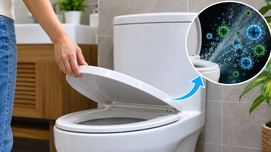 Đóng nắp bồn cầu có giúp an toàn hơn?