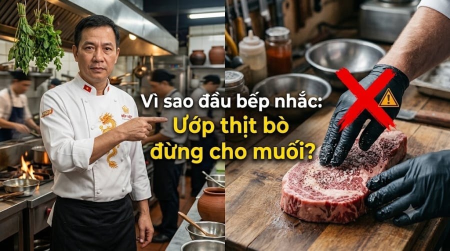 Ướp thịt bò không cho muối không có nghĩa là tuyệt đối không được dùng muối để ướp thịt bò. Quan trọng là thời điểm và cách sử dụng.