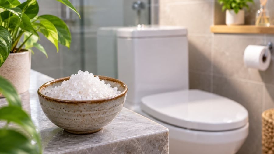 Đặt bát muối trong nhà vệ sinh mang lại một số lợi ích