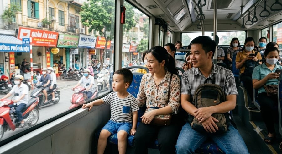 Những chuyến đi bằng phương tiện công cộng giúp trẻ rèn khả năng quan sát và từng bước học cách tự lập.