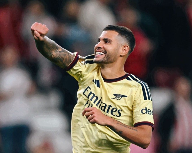  Guimaraes đã ghi bàn thắng đầu tiên cho Arsenal. Ảnh: Arsenal.
