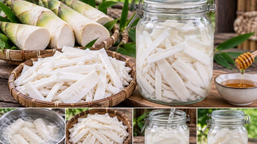 Măng muối không cho muối giúp trắng giòn