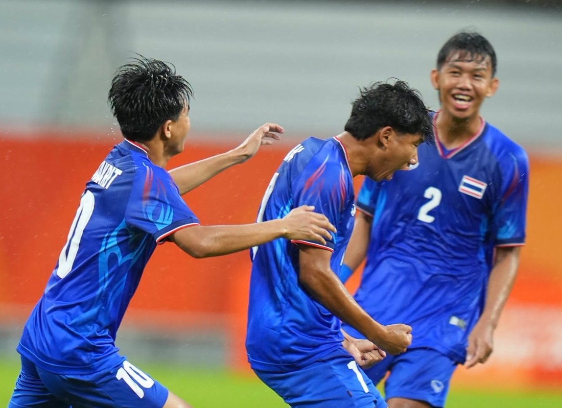 U23 Thái Lan có màn ngược dòng ấn tượng trước U23 Kyrgyzstan ở ngày ra quân ASIAD 2026. Ảnh: Changsuek/ĐTQG Thái Lan.
