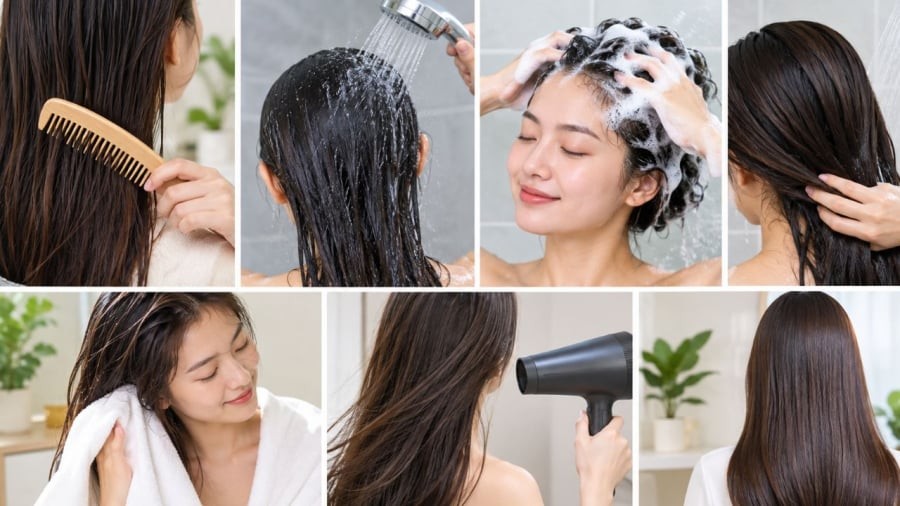 Gội đầu đúng cách sẽ giúp giảm rụng tóc