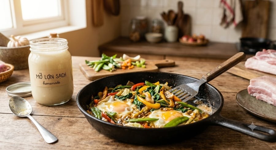 Một lượng mỡ vừa phải có thể giúp một số món ăn thơm và có kết cấu đặc trưng.